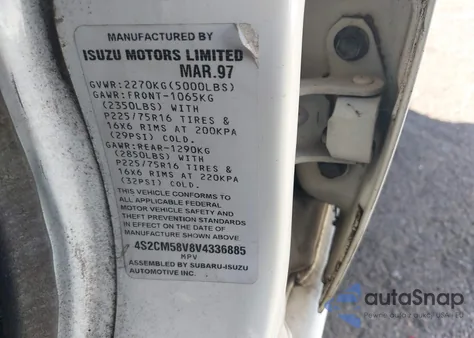 1997 Isuzu Rodeo Ls 3.2L/S 3.2L z USA, uszkodzony, nr VIN 4S2CM58V8V4336885